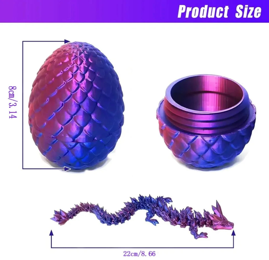 1/2PCS 3D Printed Dragon Egg with Dragon Fully Articulated Dragon Model Movable Rotatable Articulated Desktop Ornament Kid Toy