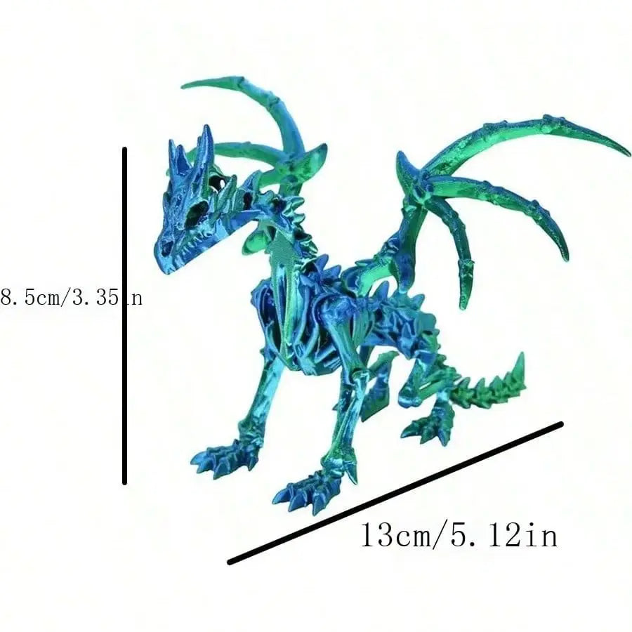 1Pc 3D Printed Dragon Skeleton With Movable Joints - Versatile Indoor/Outdoor Decor, Unique Animal Model Ornament Dragon Figurin