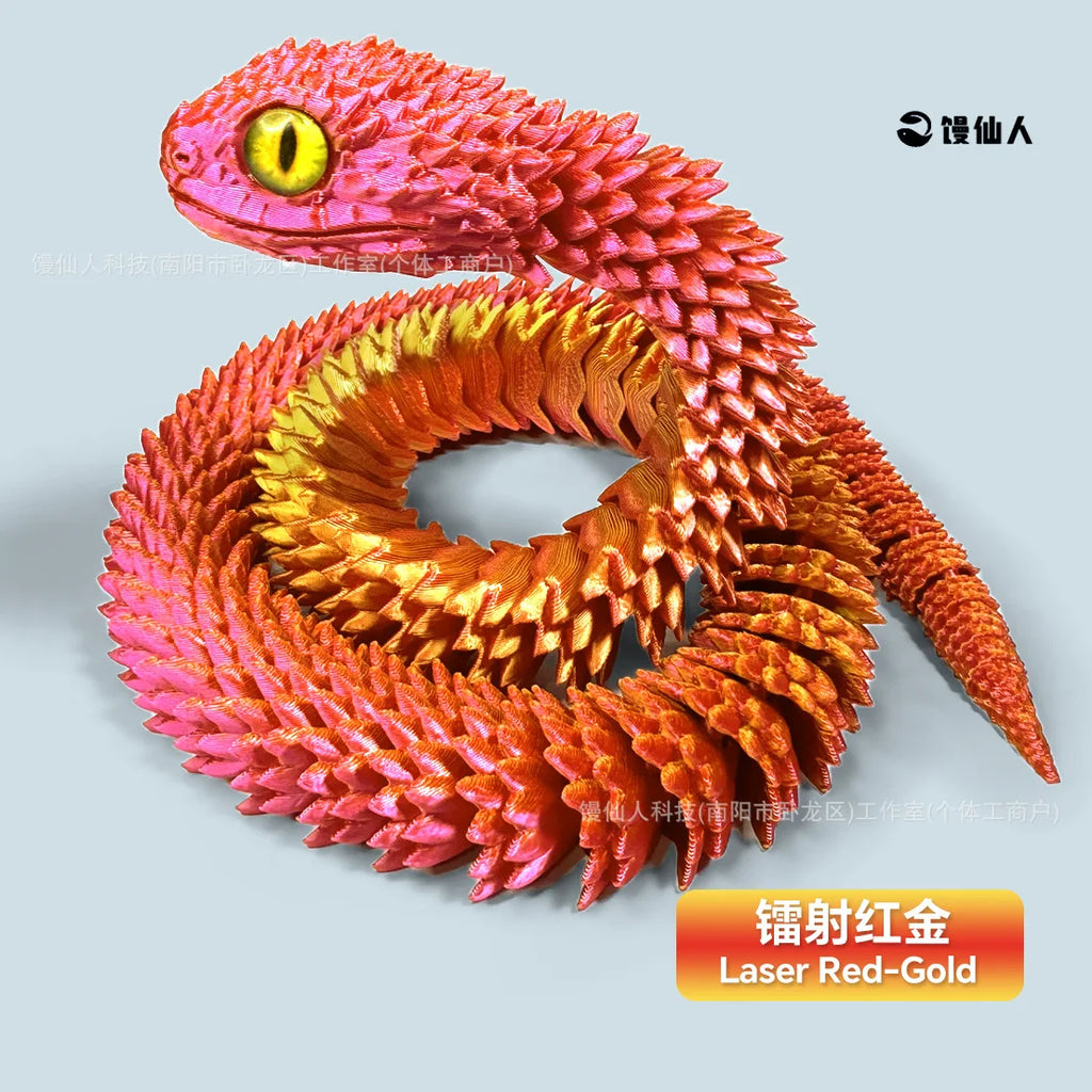 30/60cm 3D Printed Snake Action Figures Articulated Movable Joint Simulation Snake Model Sensory Toys 3D Printed Toys for Kids