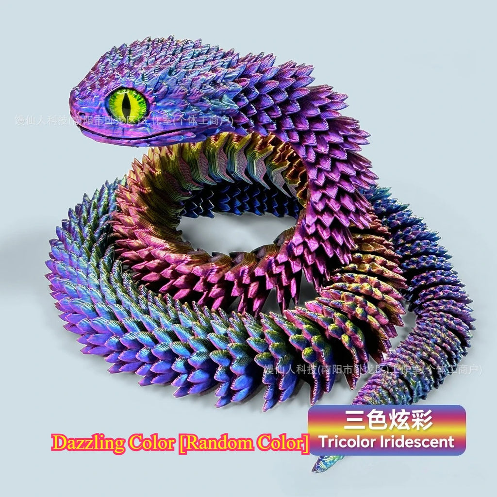 30/60cm 3D Printed Snake Action Figures Articulated Movable Joint Simulation Snake Model Sensory Toys 3D Printed Toys for Kids